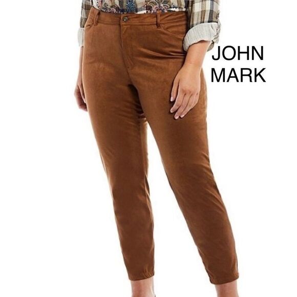 ❤️BRAND NEW! John Mark Plus Size Faux Suede Jeans - Picture 1 of 7